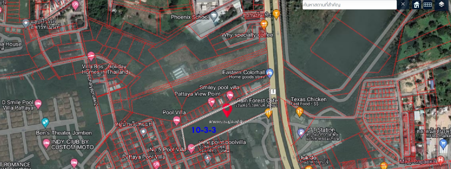 Land for rent near the main road, near famous restaurants, Bang Lamung, Chonburi.