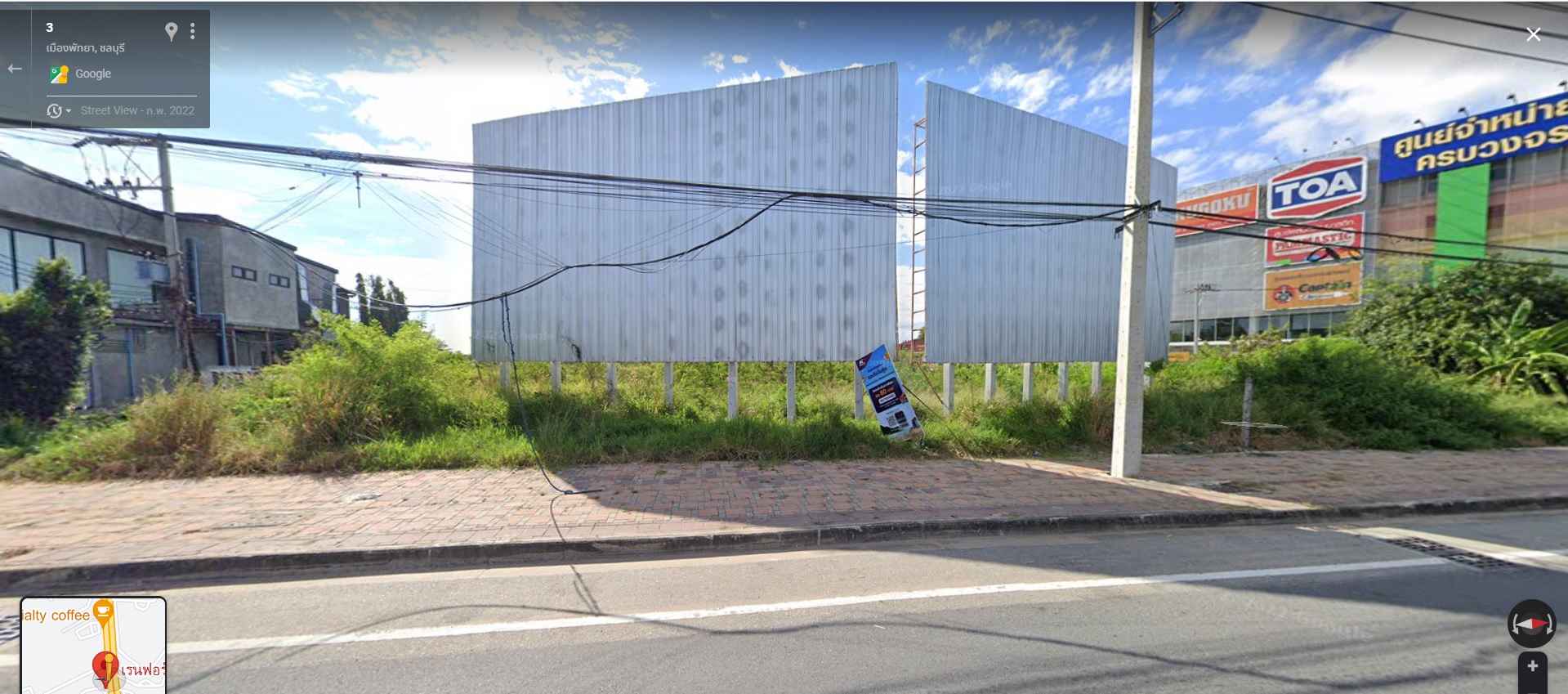 Land for rent near the main road, near famous restaurants, Bang Lamung, Chonburi.